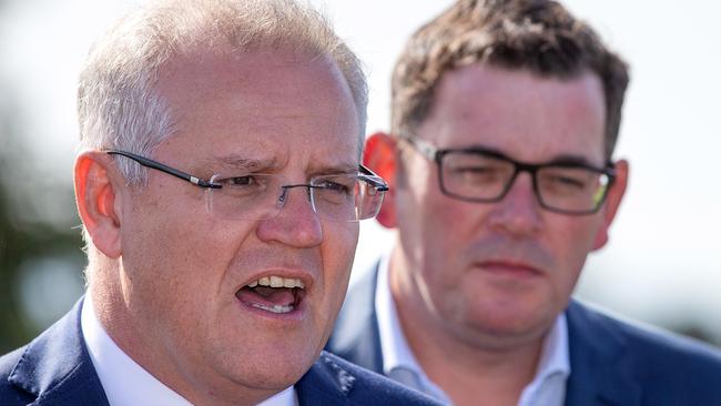 Victorian Premier Daniel Andrews warned Prime Minister Scott Morrison to tread carefully last year. Picture: Mark Stewart