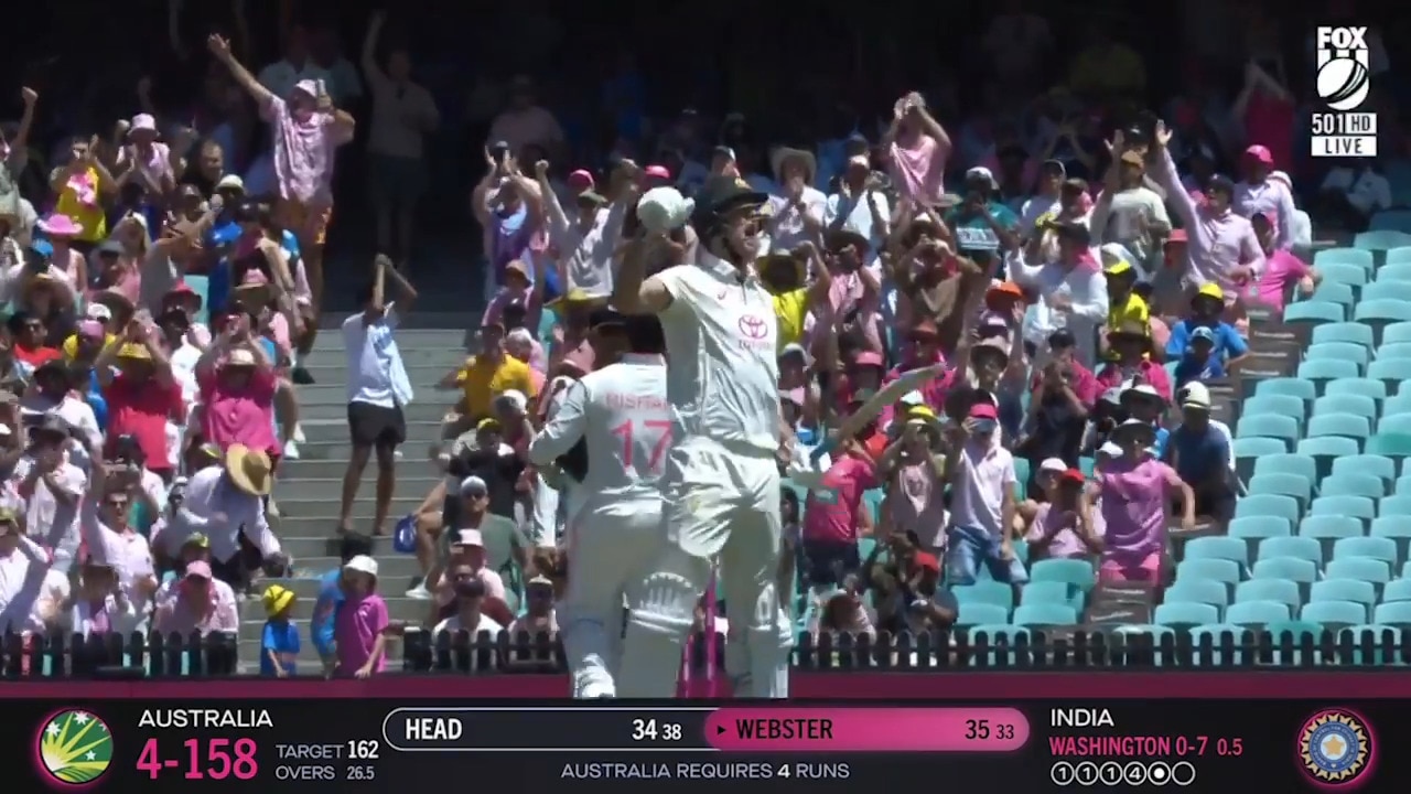 Beau Webster SMASHES the winning runs at the SCG as Australia regain the Border-Gavaskar Trophy