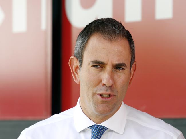 BRISBANE, AUSTRALIA - NewsWire Photos FEBRUARY 10, 2023: Treasurer Jim Chalmers speaks to the media during a press conference in Logan, Queensland. Picture: NCA NewsWire/Tertius Pickard