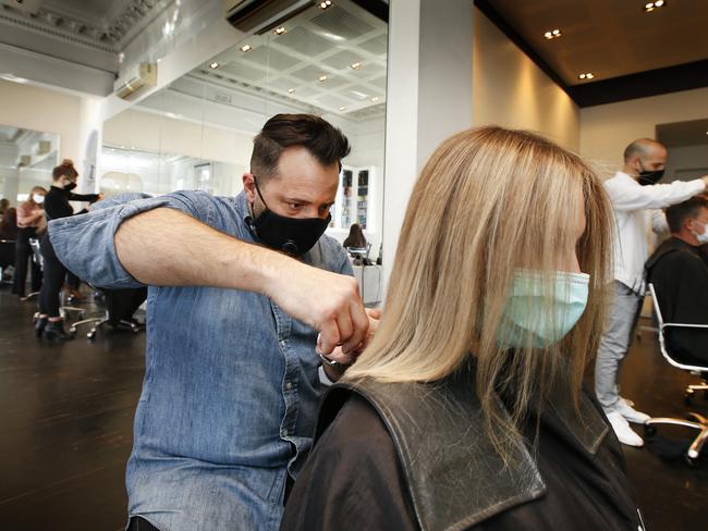 Melburnians will need to be vaccinated to visit a hairdresser. Picture: Alex Coppel.