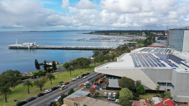 The Nyaal Banyul Geelong Convention and Events Centre taking shape on Geelong’s waterfront is a key project to support the region’s economic growth. Picture: Alan Barber