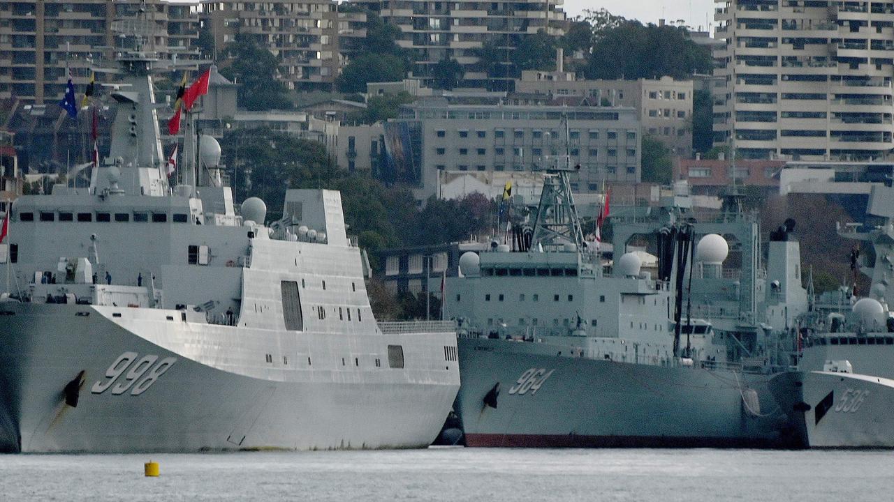 Last month three Chinese warships arrived at Sydney Harbour to the surprise of most of the public. Picture: Peter Parks/AFP