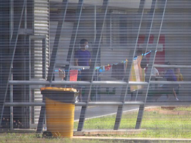 Australians evacuated from Wuhan, China, inside the Christmas Island Detention centre. Picture: Nathan Edwards