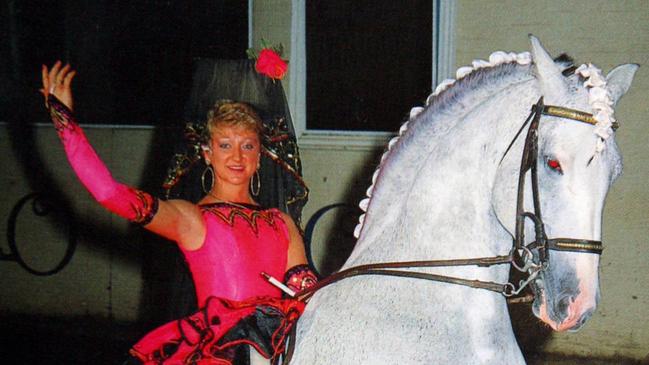 Connie Kovacs on Figaro at El Caballo Blanco in 1986 copy photo. Picture: Michael Perini.