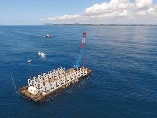 The making of an artificial reef of the coast of Port Macquarie. Pic NSW DPI