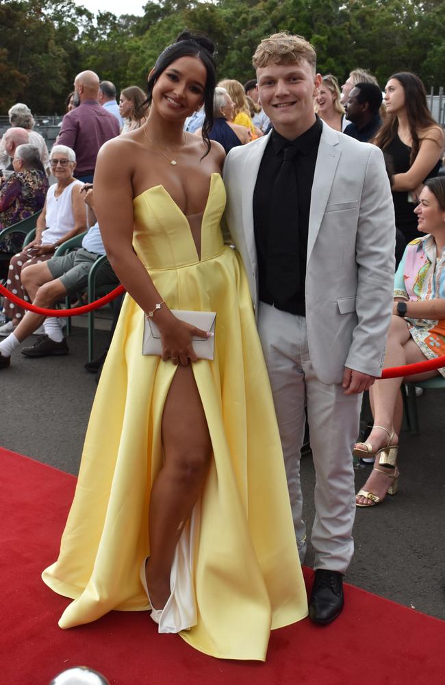 Indah Suseno and Brock Rudes at the Pacific Lutheran College Formal held at the Sunshine Coast Turf Club on November 15, 2024. Picture: Sam Turner