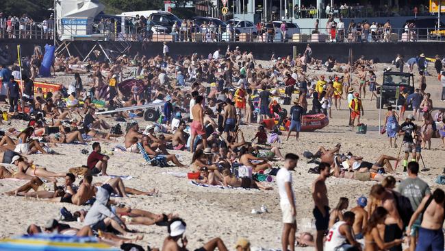 Easter long weekend crowds at Bondi Beach on Friday. Picture: Sam Ruttyn