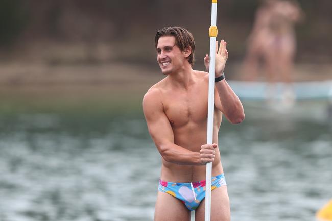 GOLD COAST, AUSTRALIA - JANUARY 23: David Swallow during a Gold Coast Suns AFL training session at Palm Beach Parklands on January 23, 2020 in Gold Coast, Australia. (Photo by Chris Hyde/Getty Images)