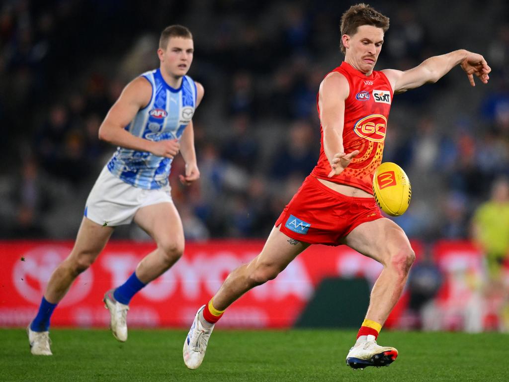 Gold Coast Suns midfielder Noah Anderson needs to improve his kicking going inside 50. Picture: Getty Images