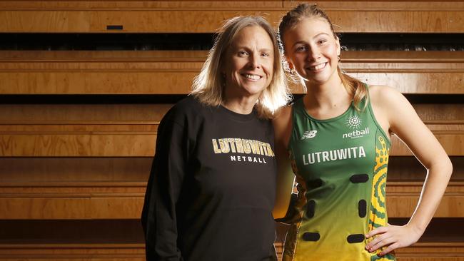 Fiona Geappen head coach with daughter Abbey Geappen who will play in the Netball Tasmania First Nations team heading to the pilot tournament.  Picture: Nikki Davis-Jones