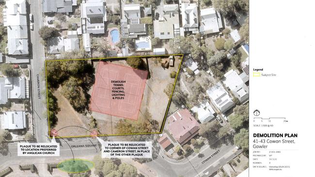 The demolition plan for the Churchill tennis courts/Orleana Park. Picture: Supplied