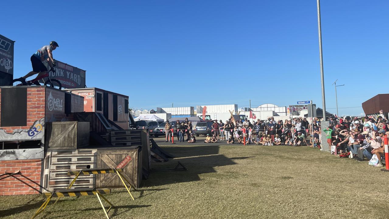 Crowds flocked to Randy Ryder's Junk Yard action show, one of the many free attractions at the 2023 Bundaberg Show.