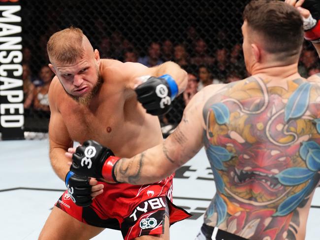 Marcin Tybura (L) is a dangerous veteran. Picture: Chris Unger/Zuffa LLC via Getty Images