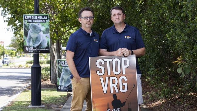 Andrew Cathcart and Phillip Carlson from Save North Lakes Golf Course community group are fighting to stop development of the site. (AAP Image/Renae Droop)