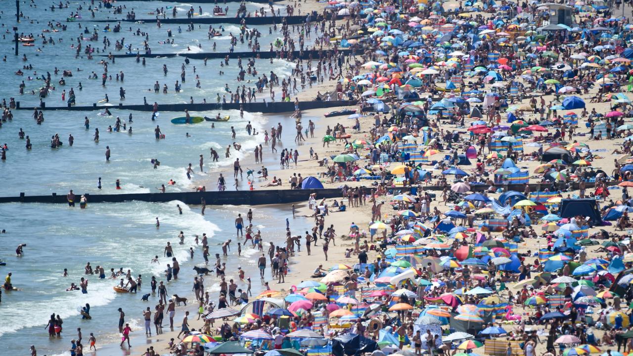 Visitors packed beaches in Bournemouth in June in the UK while still under lockdown conditions. Picture: Finnbarr Webster/Getty Images