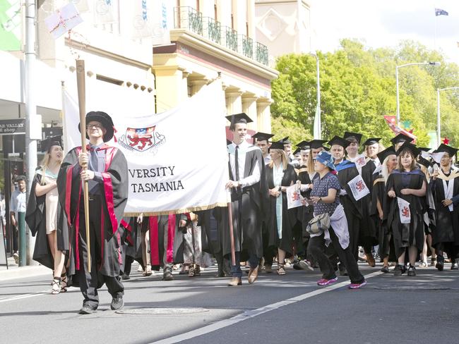 Town and Gown at the UTAS Graduation, Launceston. PICTURE CHRIS KIDD