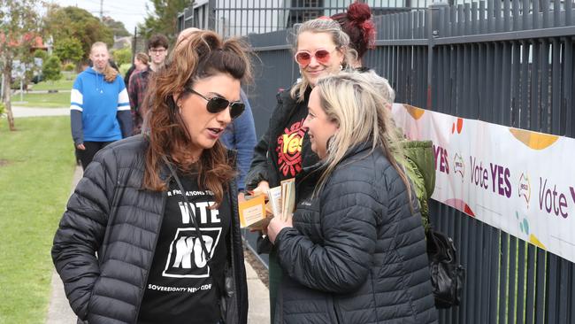 Lidia Thorpe outside a voting centre. Picture: NCA NewsWire / David Crosling