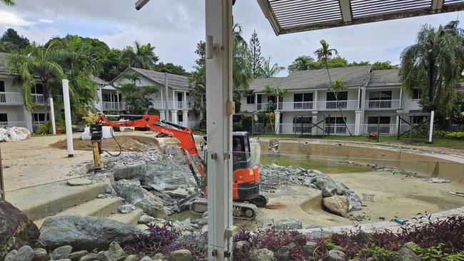 Renovations of the pool began at the former Grand Chancellor at Palm Cove in March, 2024. Picture: Peter Bon