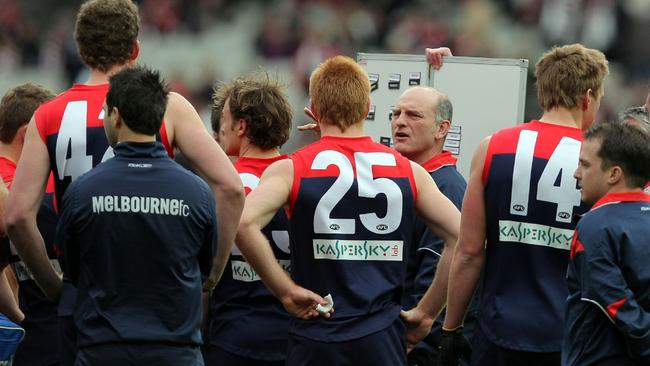 Dean Bailey coaching the club against St Kilda in 2009. Picture: Tim Carrafa 