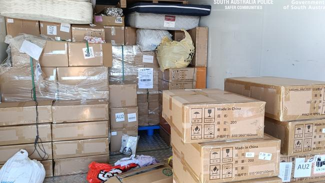 OPERATION ECLIPSE: Police have seized more than $1.7 million worth of vapes and illegal tobacco and more than $80k cash following a truck stop on the states Far North last week. Picture: SAPOL