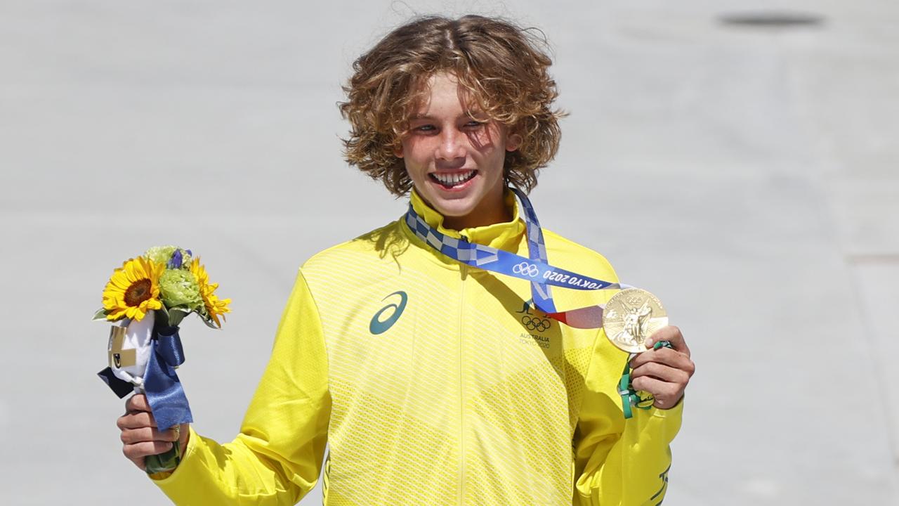 Tokyo 2020 Olympic Games Day 13. 05/08/21. Mens Skateboarding Final at the Ariake Urban Sports Park in Tokyo, Japan. Australias Keegan Palmer wins Gold. Picture: Alex Coppel.