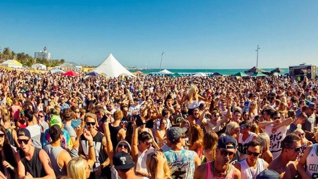 Partygoers enjoying a music festival.