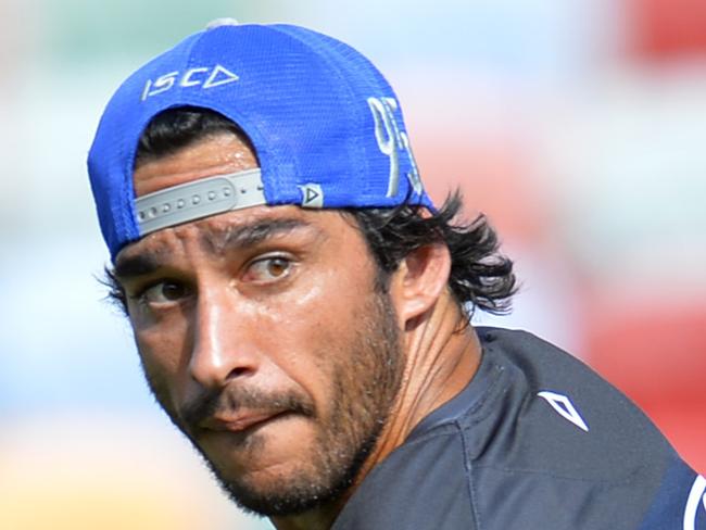 The NQ Cowboys training at 1300 Smiles Stadium, in Townsville, Queensland, ahead of the start of 2015 NRL Season. Johnathan Thurston. Picture: Wesley Monts