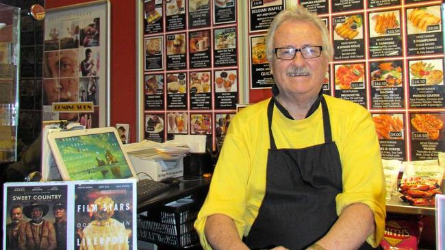 Stephen Buge from the Cinemax Arthouse Cinemas in Kingscliff says the theatre could close down due to a disconnected phone line. Picture: Nikki Todd