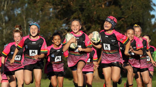 The Berkeley Vale Panthers under-11s all-girls rugby league team played for a spot in the grand final on Saturday. Picture: David Swift