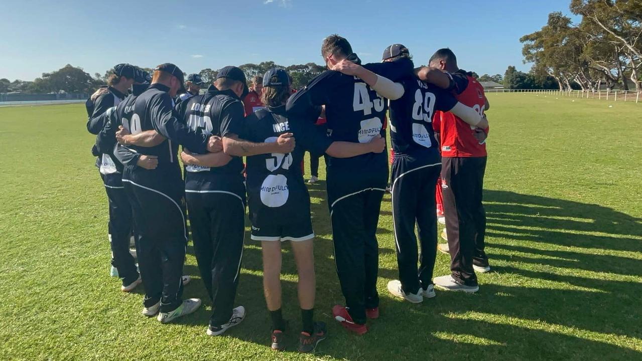 Little River and Manifold Heights players came together to remember the late Jayme Sykes. Picture: Little River Cricket Club.