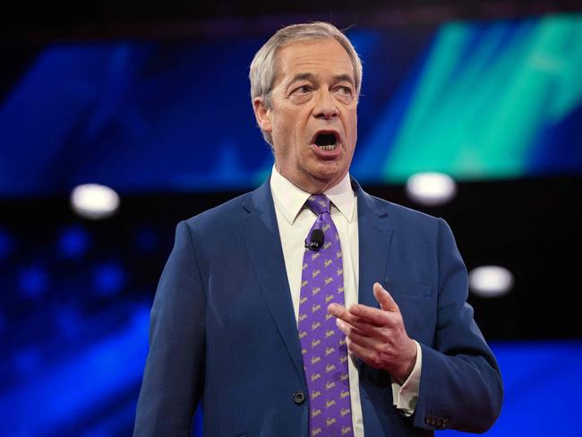 UK conservative politian Nigel Farage speaks at the CPAC. Picture: Andrew Harnik / Getty via AFP