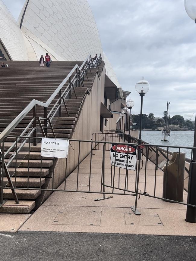 Whistleblowers claim the damaged concrete seawall is being held up by ropes. Picture: Jake McCallum