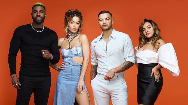 Jason Derulo, Rita Ora, Guy Sebastian and Jessica Mauboy on The Voice Australia.