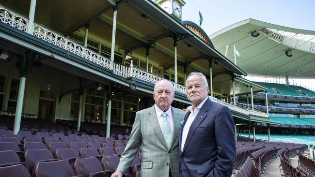 5/3/19: SCG board members, Alan Jones and Tony Shepherd at the SCG. Opposition leader Michael Daley announced that he would sack the SCG board, including Alan Jones - seen as a sign of "taking on" the establishment. John Feder/The Australian.