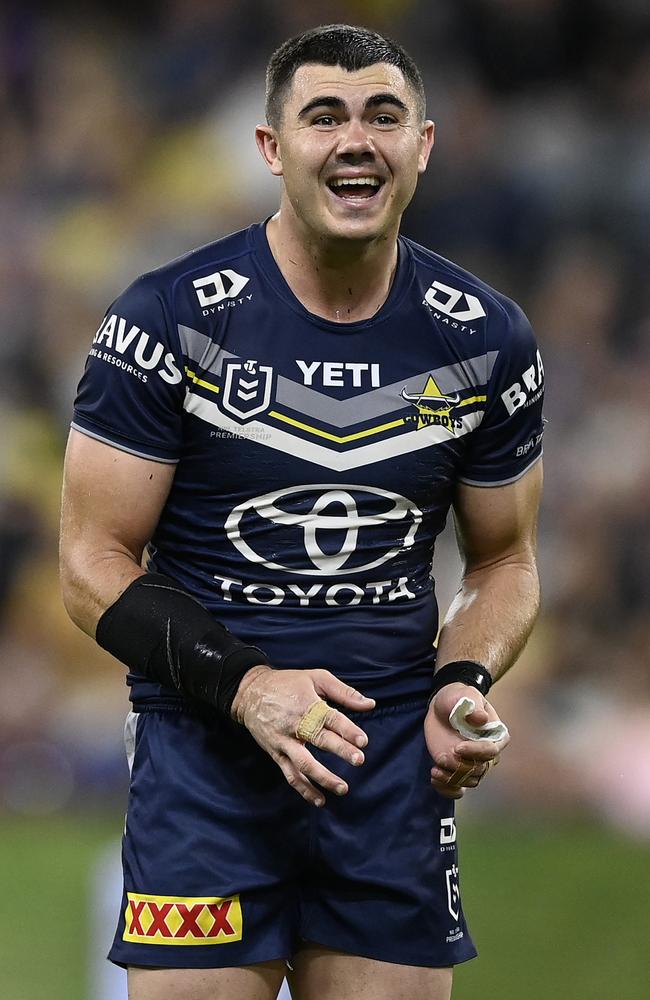 Jake Clifford smiles after winning the round 24 NRL match between North Queensland Cowboys and Canberra Raiders. (Photo by Ian Hitchcock/Getty Images)