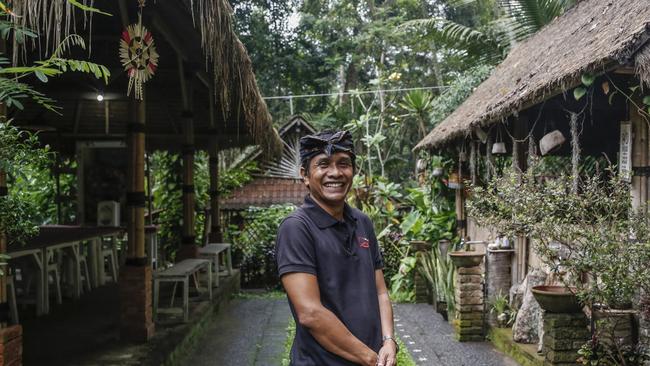 The owner Warung Harmony, I Wayan Suartana, at Taman Bali Village, Bangli Regency. Picture: Johannes P. Christo