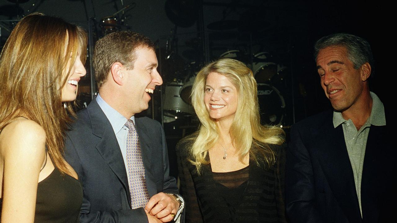 An images from 2000 shows Melania Trump, Prince Andrew, Gwendolyn Beck and Jeffrey Epstein at a party at the Mar-a-Lago club, Palm Beach, Florida. Photo: Davidoff Studios/Getty Images)