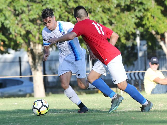 Surfers Paradise’s Zack Kallinikos during March’s 9-1 FFA Cup rout of Brisbane Knights. Picture: Mike Batterham