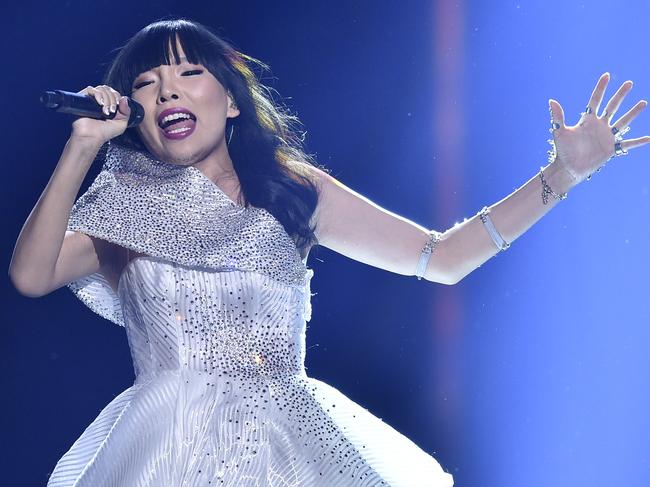 Australia's Dami Im performs the song 'Sound Of Silence' during the second Eurovision Song Contest semifinal in Stockholm, Sweden, Thursday, May 12, 2016. (AP Photo/Martin Meissner)