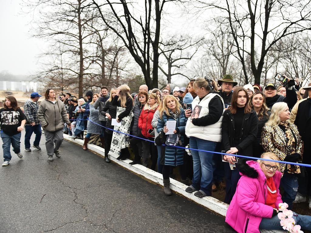 Fans gather to pay their respects at the memorial for Lisa Marie Presley in Memphis, Tennessee. Presley, 54, the only child of American singer Elvis Presley. Picture: Justin Ford/Getty Images