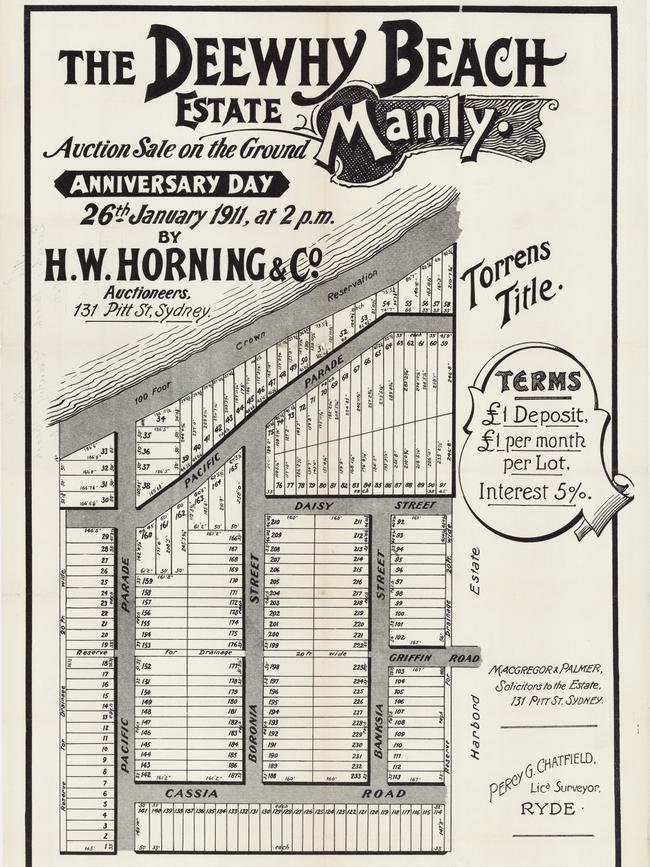 The first auction of the Dee Why Beach Estate in 1911. Picture State Library of NSW