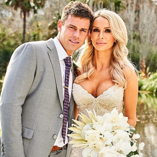 MAFS bride Stacey Hampton, with husband Michael Goonan, claimed to have had an affair with the man Spencer married on the show. Picture: Instagram