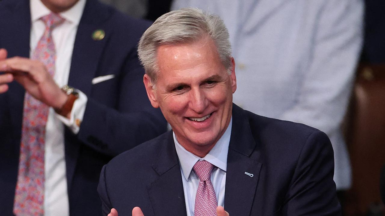 US House Republican Leader Kevin McCarthy celebrates after being elected Speaker of the House. Picture: Win McNamee/Getty Images/AFP