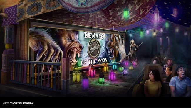 The family rollercoaster Curse of the Werewolf is inspired by The Wolf Man. Photo: Universal Epic Universe