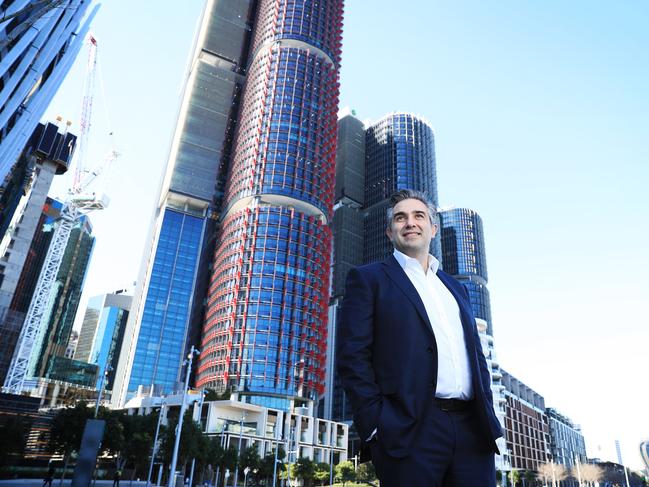 8/9/21: Lendlease CEO & MD Tony Lombardo at Barangaroo in Sydney which was built by Lendlease. John Feder/The Australian.