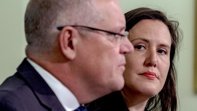 Treasurer Scott Morrison and Revenue Minister Kelly O’Dwyer. Picture: Luis Ascui/AAP