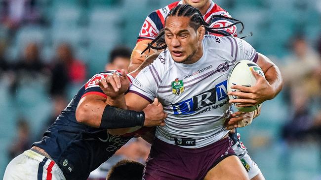 Martin Taupau on the charge for the Sea Eagles.