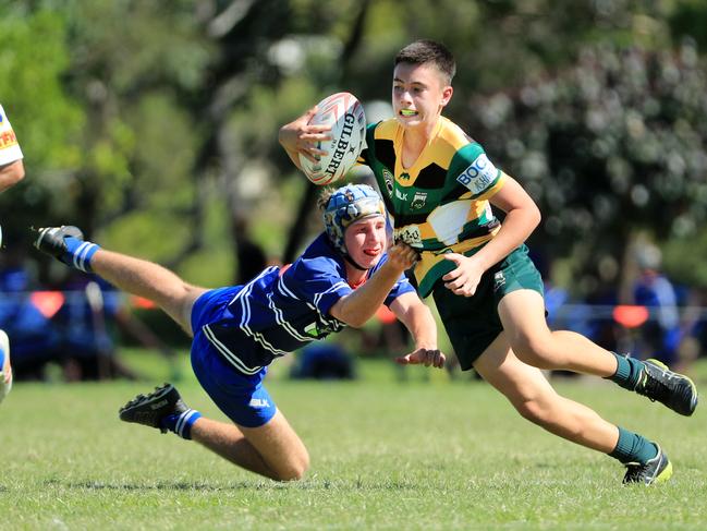 SURFERS PARADISE RUGBY, GOLD COAST , AUSTRALIA - April 10, 2021: Surfers Paradise Dolphins U14sv USQ Saints U14s - Day Two of King of the Country rugby tournament.Played at Surfers Paradise Eagles Rugby Ground at Southport. Picture: Scott Powick Newscorp
