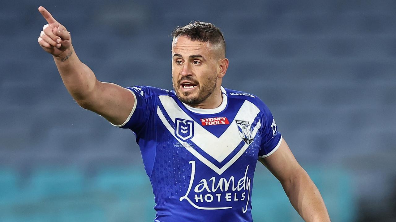 Josh Reynolds wasn’t happy at the actions of Tom Burgess. Picture: Cameron Spencer/Getty Images