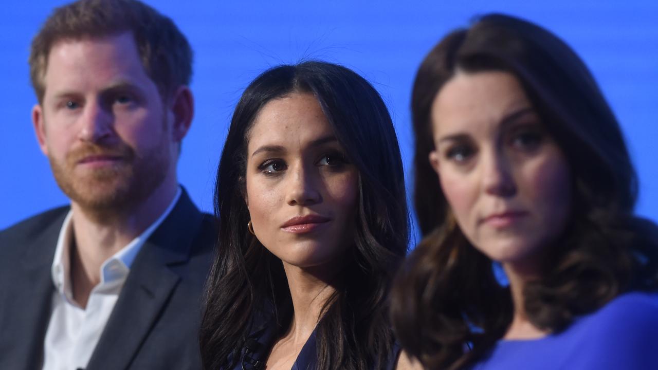 Prince Harry and Meghan Markle have put their Archewell charity plans on hold. They’re seen here with Catherine, Duchess of Cambridge in 2018. Picture: Eddie Mulholland/WPA/Getty Images.